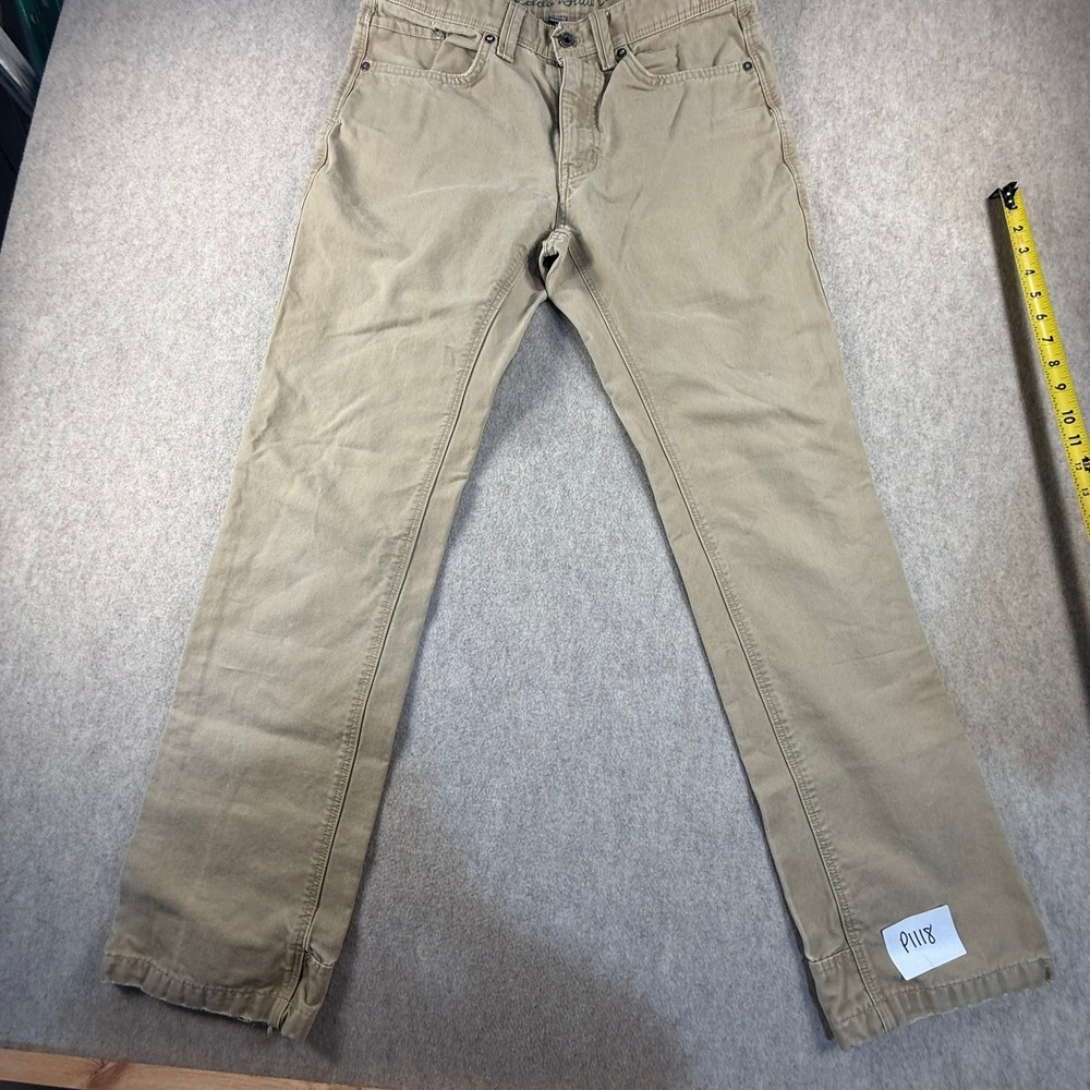 Eddie Bauer Mens Tan Canvas Work Pants Straight Leg Khaki 32x32